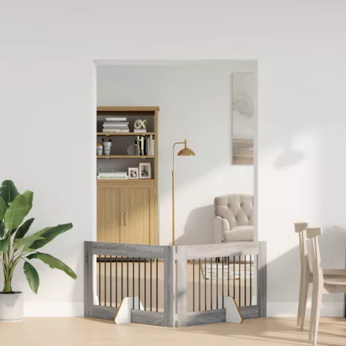  Kutyakerítés állványokkal 2 pcs Szürke Sonoma 100 x 60 cm