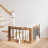  Kutyakerítés állványokkal 2 pcs Antik Fa 100 x 60 cm Szerelt Fa