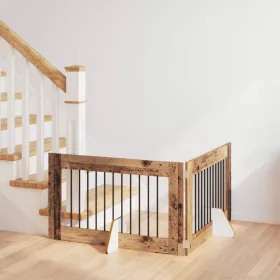    Kutyakerítés állványokkal 2 pcs Antik Fa 100 x 60 cm Szerelt Fa
