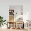 Kutyakerítés állványokkal 2 pcs Antik Fa 100 x 60 cm Szerelt Fa