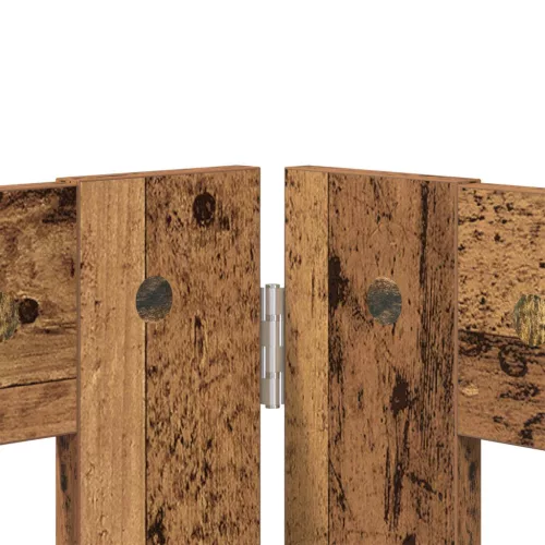  Kutyakerítés állványokkal 2 pcs Antik Fa 100 x 60 cm Szerelt Fa