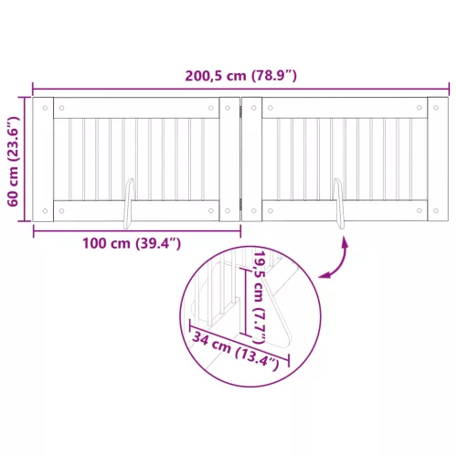  Kutyakerítés állványokkal 2 pcs Antik Fa 100 x 60 cm Szerelt Fa