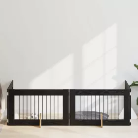    Kutyakerítés állványokkal 4 pcs Fekete Tölgy 100 x 60 cm