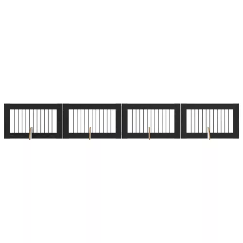  Kutyakerítés állványokkal 4 pcs Fekete Tölgy 100 x 60 cm