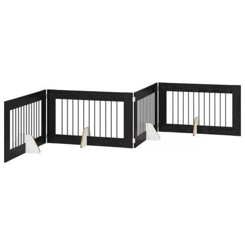  Kutyakerítés állványokkal 4 pcs Fekete Tölgy 100 x 60 cm