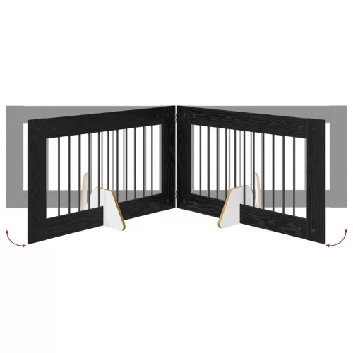  Kutyakerítés állványokkal 4 pcs Fekete Tölgy 100 x 60 cm