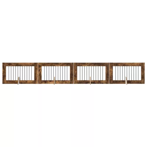  Kutyakerítés állványokkal 4 pcs Füstös Tölgy 100 x 60 cm