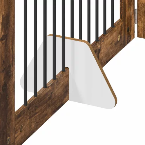  Kutyakerítés állványokkal 4 pcs Füstös Tölgy 100 x 60 cm