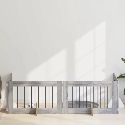 Kutyakerítés állványokkal 4 pcs Szürke Sonoma 100 x 60 cm