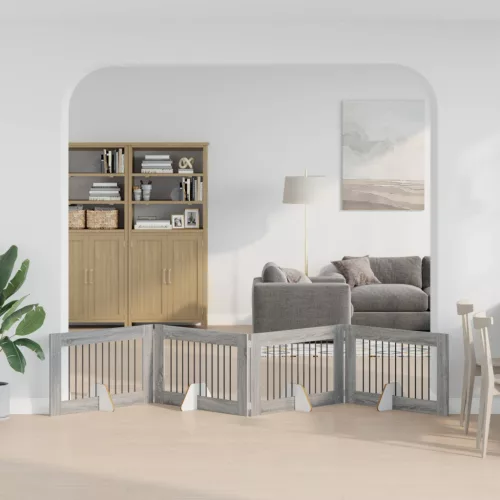  Kutyakerítés állványokkal 4 pcs Szürke Sonoma 100 x 60 cm