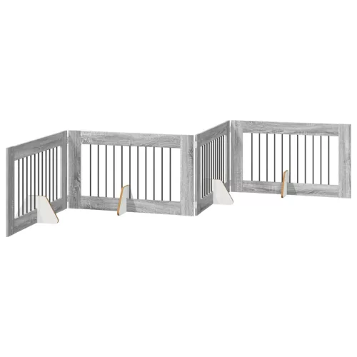  Kutyakerítés állványokkal 4 pcs Szürke Sonoma 100 x 60 cm