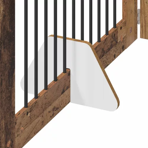  Kutyakerítés állványokkal 4 pcs Antik Fa 100 x 60 cm Szerelt Fa