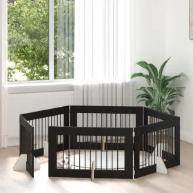    Kutyakerítés állványokkal 6 pcs Fekete Tölgy 100 x 60 cm