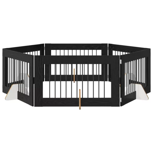  Kutyakerítés állványokkal 6 pcs Fekete Tölgy 100 x 60 cm