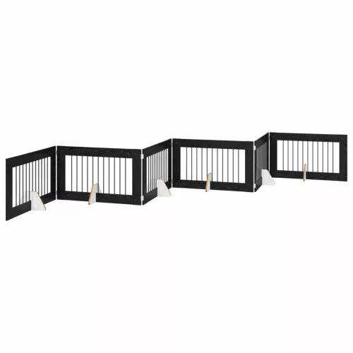  Kutyakerítés állványokkal 6 pcs Fekete Tölgy 100 x 60 cm