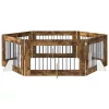  Kutyakerítés állványokkal 6 pcs Füstös Tölgy 100 x 60 cm