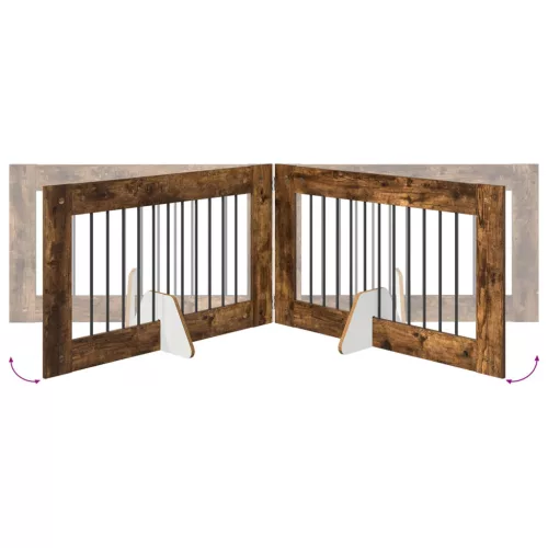  Kutyakerítés állványokkal 6 pcs Füstös Tölgy 100 x 60 cm