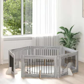    Kutyakerítés állványokkal 6 pcs Szürke Sonoma 100 x 60 cm