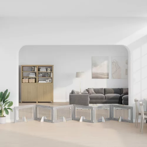  Kutyakerítés állványokkal 6 pcs Szürke Sonoma 100 x 60 cm