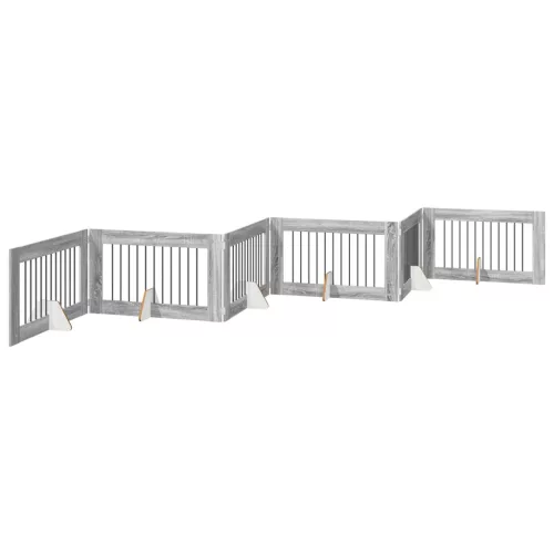  Kutyakerítés állványokkal 6 pcs Szürke Sonoma 100 x 60 cm