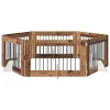  Kutyakerítés állványokkal 6 pcs Antik Fa 100 x 60 cm Szerelt Fa