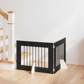    Kutyakerítés állványokkal 2 pcs Fekete Tölgy 80 x 60 cm