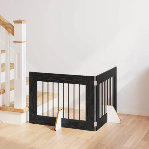  Kutyakerítés állványokkal 2 pcs Fekete Tölgy 80 x 60 cm