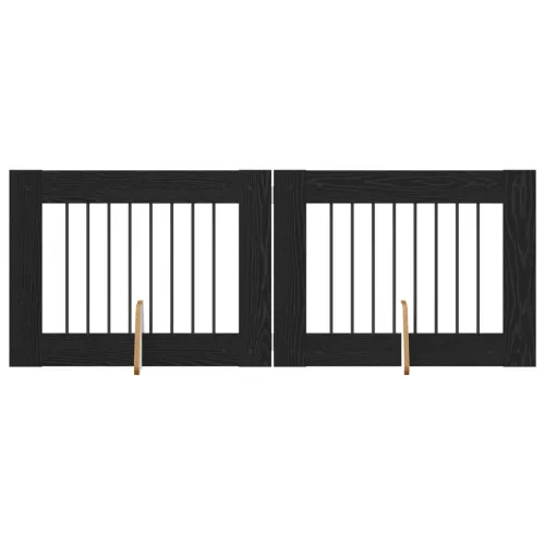  Kutyakerítés állványokkal 2 pcs Fekete Tölgy 80 x 60 cm