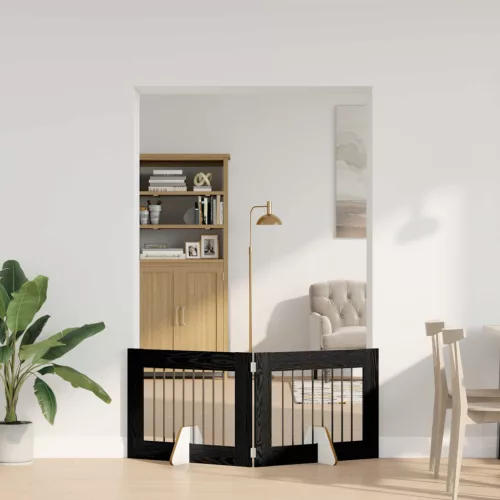  Kutyakerítés állványokkal 2 pcs Fekete Tölgy 80 x 60 cm