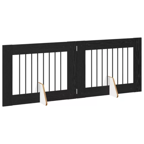  Kutyakerítés állványokkal 2 pcs Fekete Tölgy 80 x 60 cm