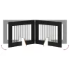  Kutyakerítés állványokkal 2 pcs Fekete Tölgy 80 x 60 cm
