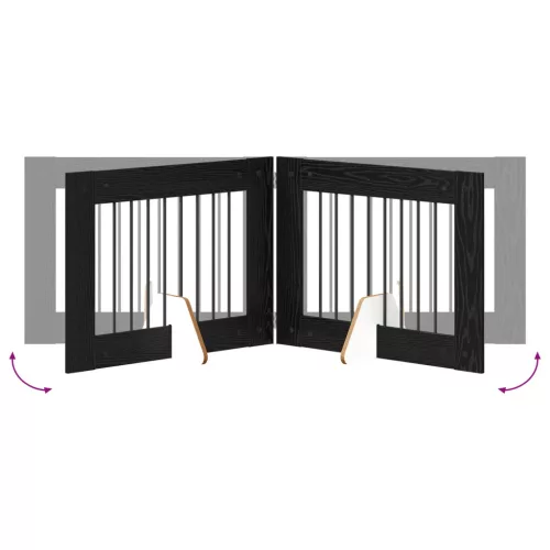  Kutyakerítés állványokkal 2 pcs Fekete Tölgy 80 x 60 cm