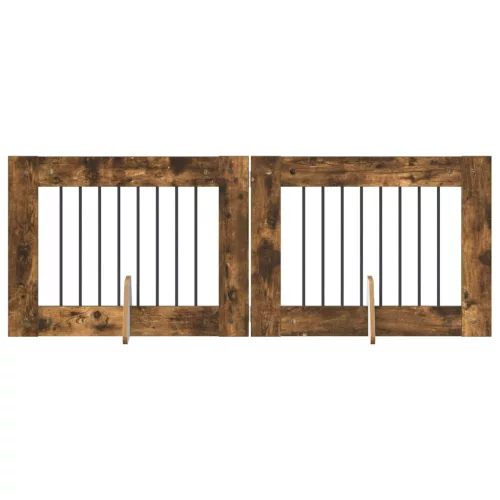  Kutyakerítés állványokkal 2 pcs Füstös Tölgy 80 x 60 cm