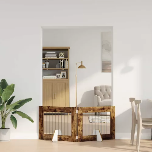  Kutyakerítés állványokkal 2 pcs Füstös Tölgy 80 x 60 cm