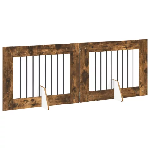  Kutyakerítés állványokkal 2 pcs Füstös Tölgy 80 x 60 cm