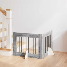    Kutyakerítés állványokkal 2 pcs Szürke Sonoma 80 x 60 cm