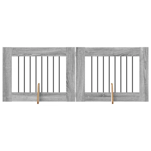  Kutyakerítés állványokkal 2 pcs Szürke Sonoma 80 x 60 cm