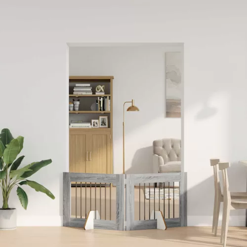  Kutyakerítés állványokkal 2 pcs Szürke Sonoma 80 x 60 cm