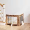 Kutyakerítés állványokkal 2 pcs Antik Fa 80 x 60 cm Szerelt Fa