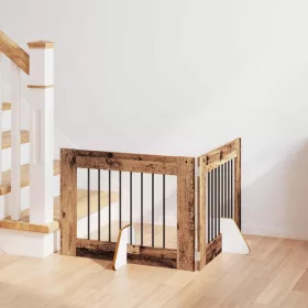    Kutyakerítés állványokkal 2 pcs Antik Fa 80 x 60 cm Szerelt Fa