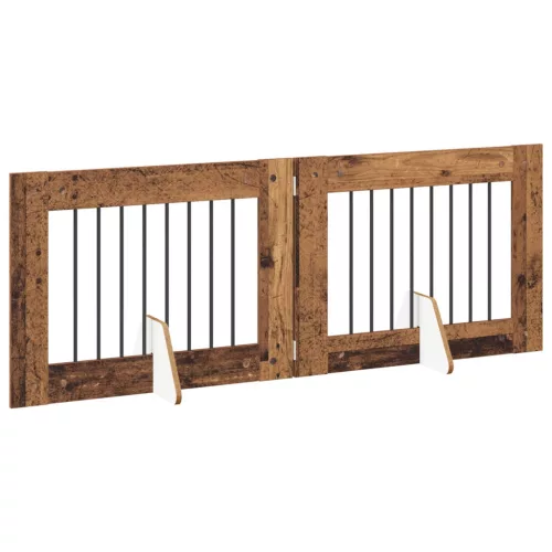  Kutyakerítés állványokkal 2 pcs Antik Fa 80 x 60 cm Szerelt Fa