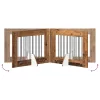  Kutyakerítés állványokkal 2 pcs Antik Fa 80 x 60 cm Szerelt Fa