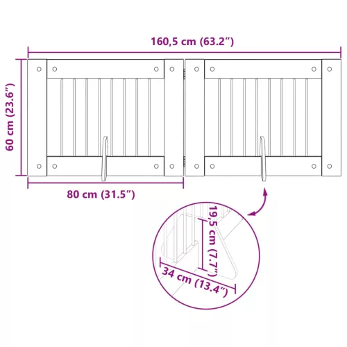  Kutyakerítés állványokkal 2 pcs Antik Fa 80 x 60 cm Szerelt Fa