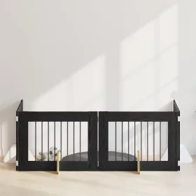    Kutyakerítés állványokkal 4 pcs Fekete Tölgy 80 x 60 cm