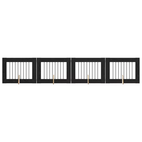  Kutyakerítés állványokkal 4 pcs Fekete Tölgy 80 x 60 cm