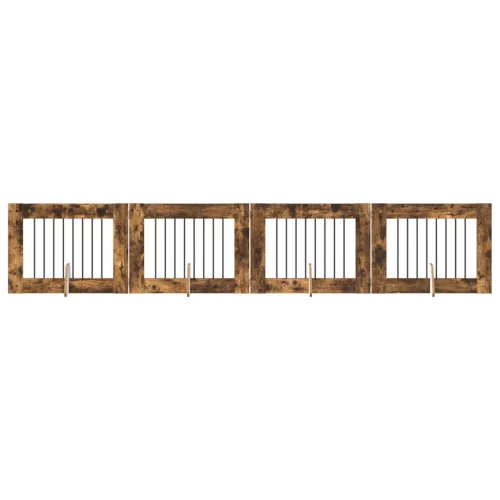  Kutyakerítés állványokkal 4 pcs Füstös Tölgy 80 x 60 cm