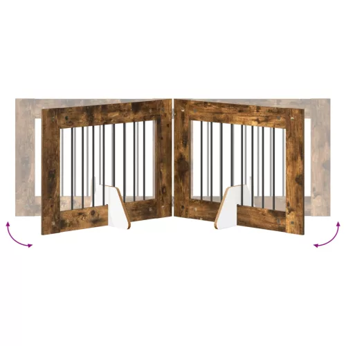  Kutyakerítés állványokkal 4 pcs Füstös Tölgy 80 x 60 cm