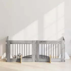    Kutyakerítés állványokkal 4 pcs Szürke Sonoma 80 x 60 cm