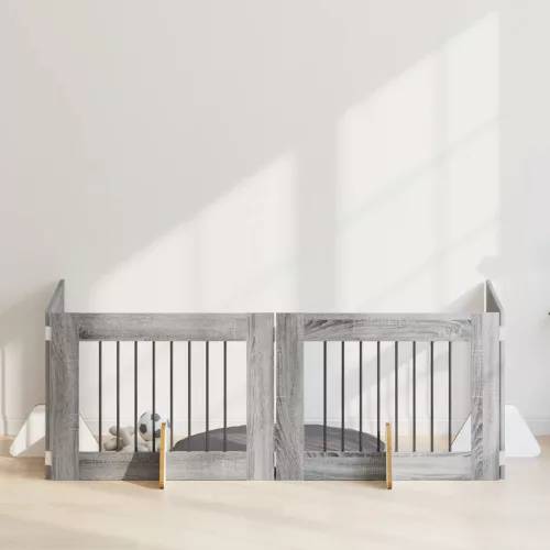  Kutyakerítés állványokkal 4 pcs Szürke Sonoma 80 x 60 cm