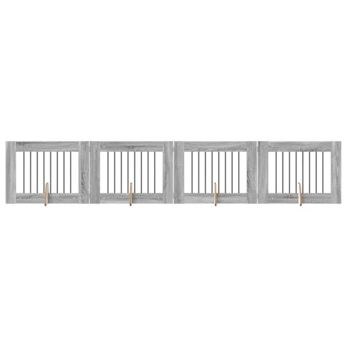  Kutyakerítés állványokkal 4 pcs Szürke Sonoma 80 x 60 cm